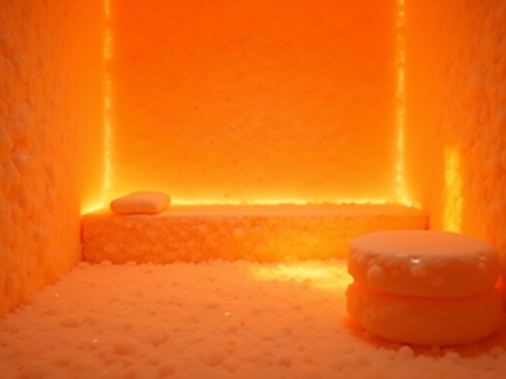 Gezellige zoutkamer met warme verlichting